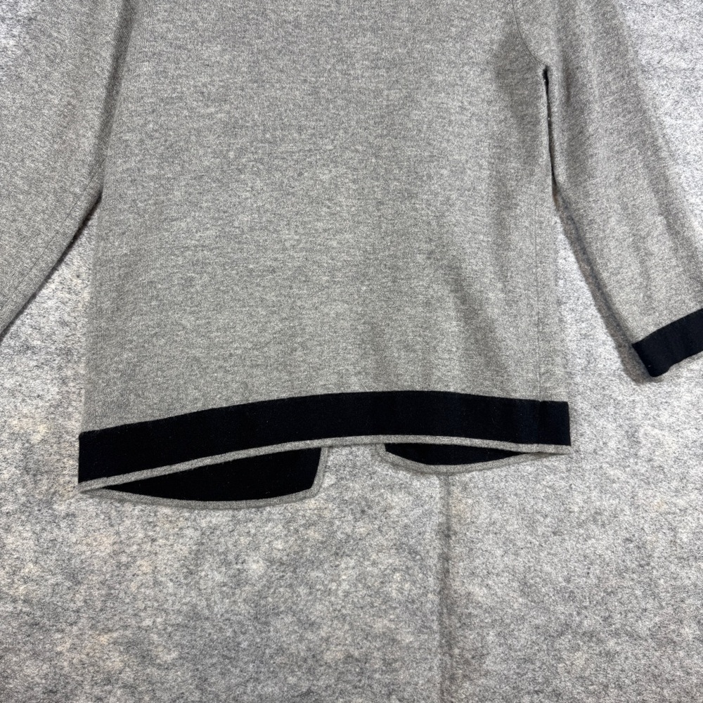 Neiman Marcus Gray Black Cashmere Cardigan Open Front Quiet Luxury Minimalist M - Picture 13 of 14